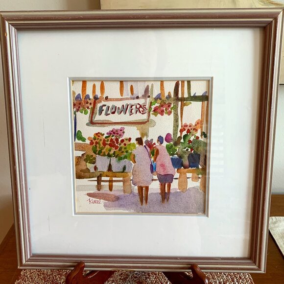 Original Signed Realism/Abstract Watercolor "Autumn Market" by Anne Kittel - Picture 1 of 4